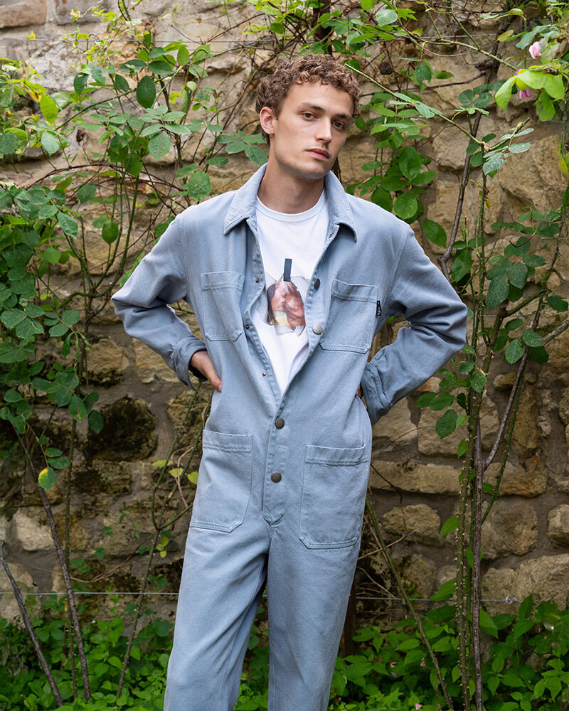 combinaison en gabardine de coton gris